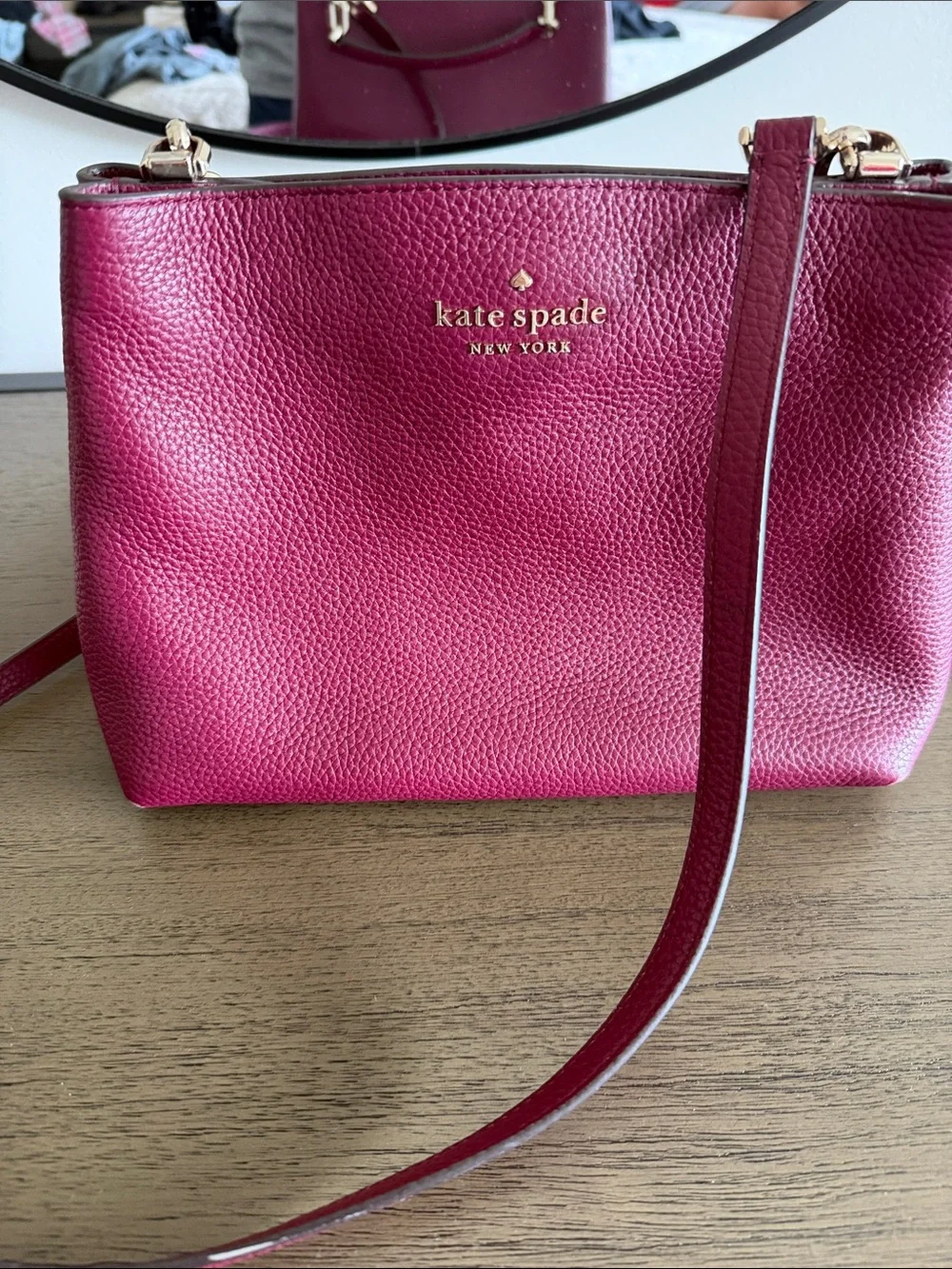 kate spade Pebbled Leather Crossbody in Berry Pink